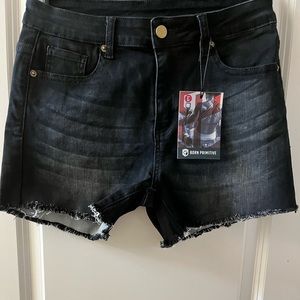 Born Primitive NWT Black Flex Stretch Denim Shorts Sz Lg